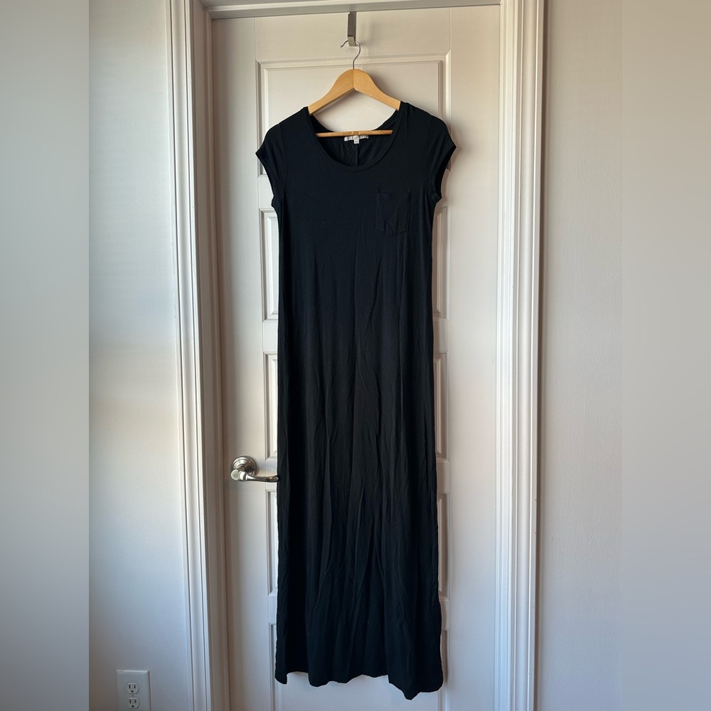 GAP Super Soft Black Short Sleeve Maxi T-Shirt Dress